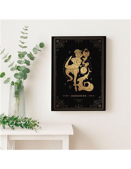 Cuadro Acuario 35x50cm lienzografía canvas dorado mágico