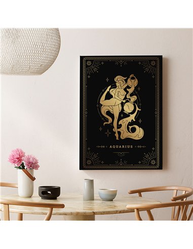 Cuadro Acuario 35x50cm lienzografía canvas dorado mágico