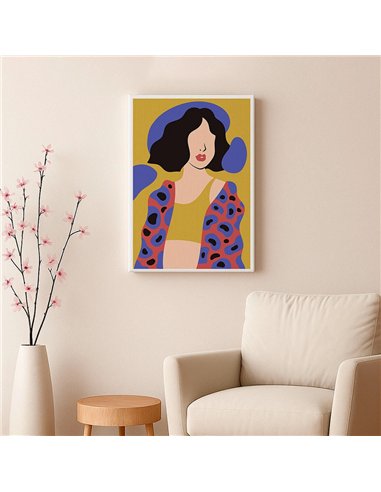 Cuadro Abstracto Mujer 35x50cm Lienzografía Diseño 0249