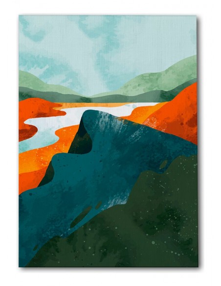 Cuadro Abstracto Paisaje 35x50cm Lienzografía Diseño 0388