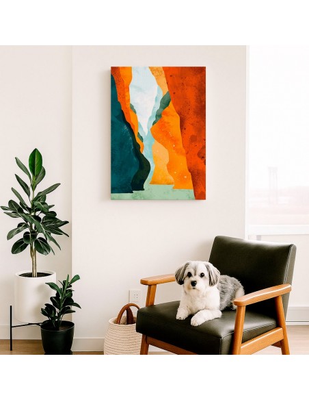 Cuadro Abstracto Paisaje 35x50cm Lienzografía Diseño 0390