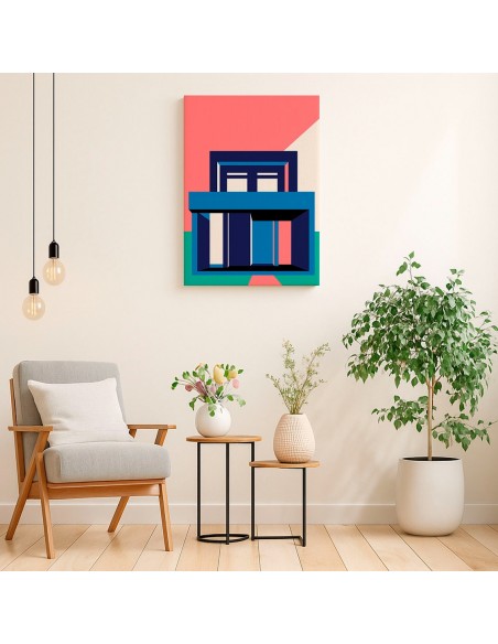 Cuadro Abstracto Arquitectura 35x50cm Lienzografía D0400