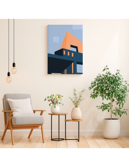 Cuadro Abstracto Arquitectura 35x50cm Lienzografía D0421