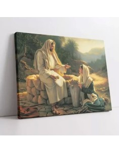 Cuadro Jesús Y La Mujer Samaritana 70x80cm Lienzo Canvas 2