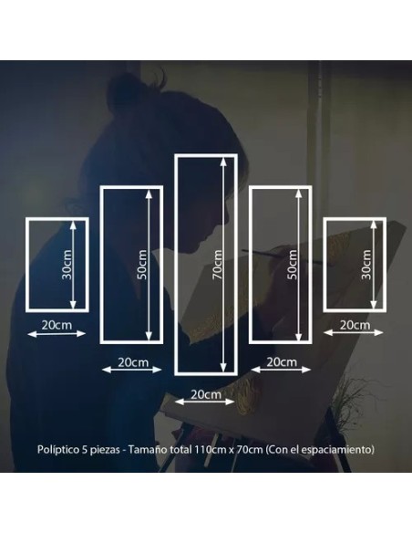 Ola En El Mar Políptico 5 Piezas 110x70cm Cuadro En Lienzo