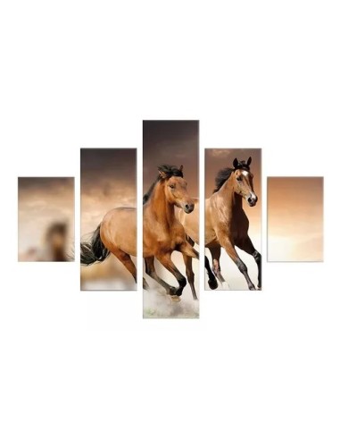 Caballos Salvajes Políptico 5 Piezas 110x70cm en lienzo