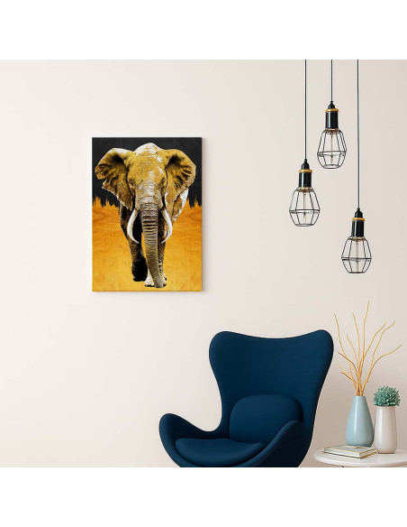 Cuadro Elefante Dorado en canvas Lienzografia OSGESTUDIO