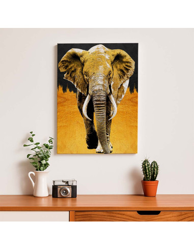 Cuadro Elefante Dorado en canvas Lienzografia OSGESTUDIO