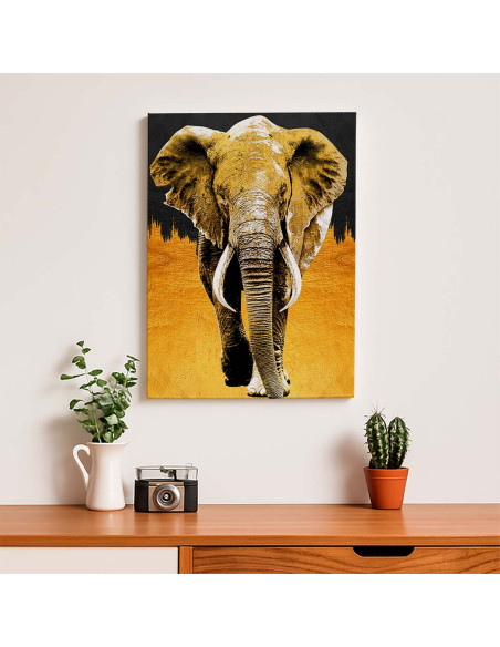 Cuadro Elefante Dorado en canvas Lienzografia OSGESTUDIO