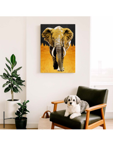Cuadro Elefante Dorado en canvas Lienzografia OSGESTUDIO