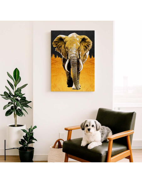 Cuadro Elefante Dorado en canvas Lienzografia OSGESTUDIO