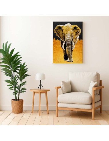 Cuadro Elefante Dorado en canvas Lienzografia OSGESTUDIO