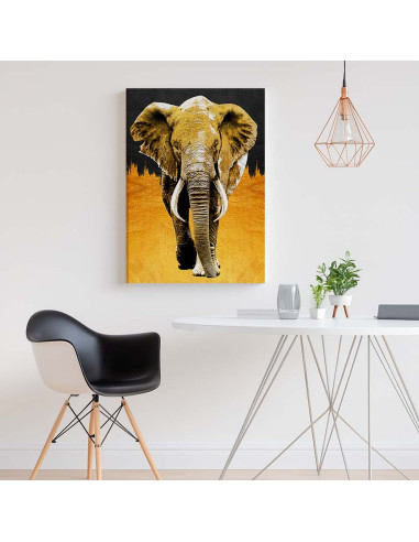 Cuadro Elefante Dorado en canvas Lienzografia OSGESTUDIO