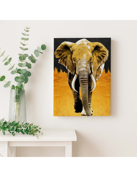 Cuadro Elefante Dorado en canvas Lienzografia OSGESTUDIO