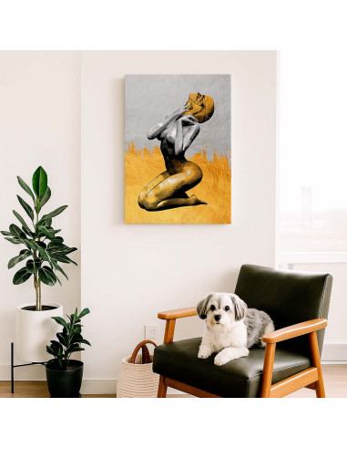 Cuadro Figura Dorada Artistica en canvas Lienzografia OSGESTUDIO