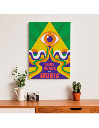 Cuadro Amor Paz y Musica en canvas Lienzografia OSGESTUDIO