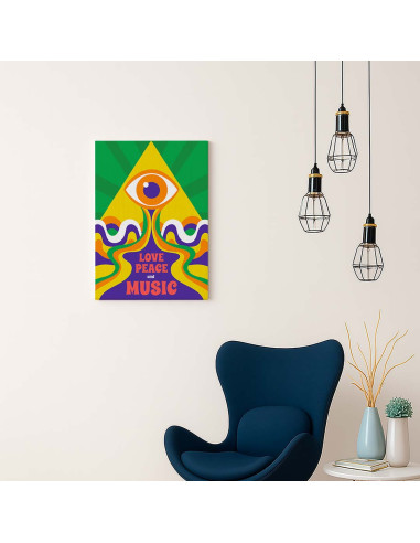 Cuadro Amor Paz y Musica en canvas Lienzografia OSGESTUDIO