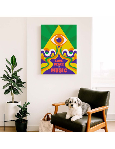 Cuadro Amor Paz y Musica en canvas Lienzografia OSGESTUDIO