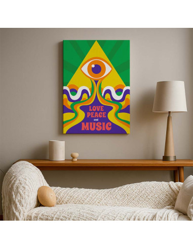 Cuadro Amor Paz y Musica en canvas Lienzografia OSGESTUDIO