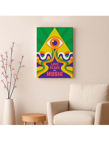 Cuadro Amor Paz y Musica en canvas Lienzografia OSGESTUDIO