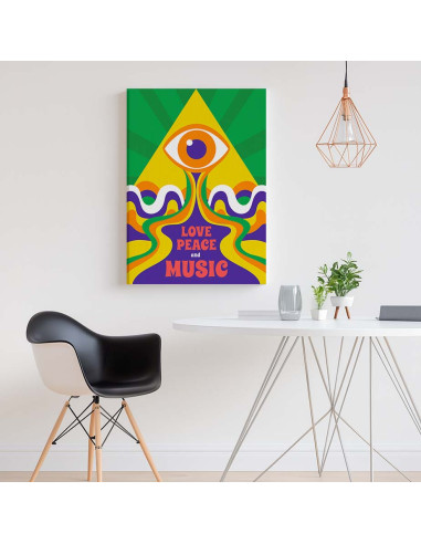 Cuadro Amor Paz y Musica en canvas Lienzografia OSGESTUDIO