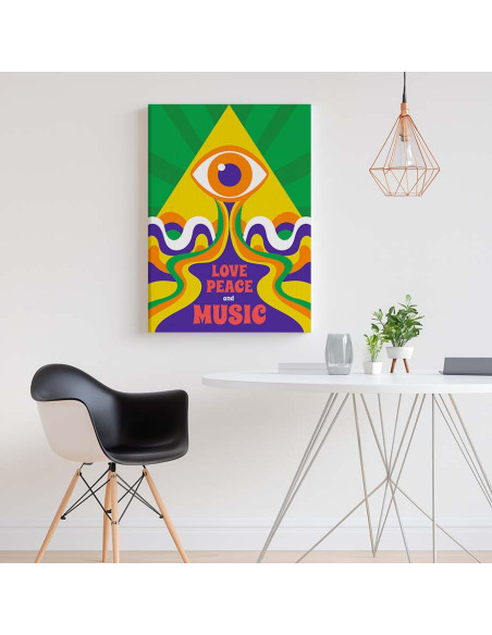 Cuadro Amor Paz y Musica en canvas Lienzografia OSGESTUDIO