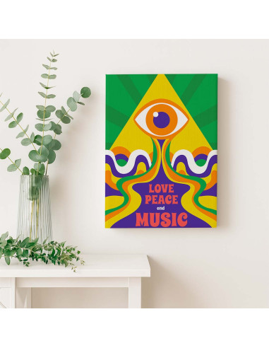 Cuadro Amor Paz y Musica en canvas Lienzografia OSGESTUDIO
