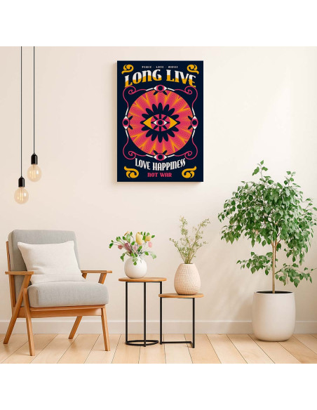 Cuadro Amor y Felicidad Psicodelica en canvas Lienzografia OSGESTUDIO