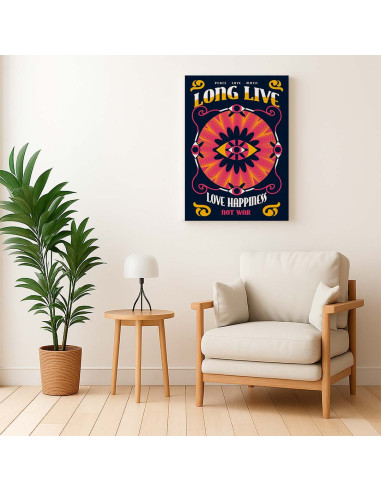 Cuadro Amor y Felicidad Psicodelica en canvas Lienzografia OSGESTUDIO