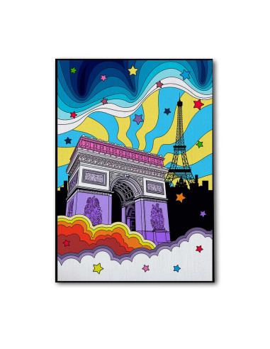 Cuadro Arco del Triunfo Psicodelico en canvas Lienzografia OSGESTUDIO