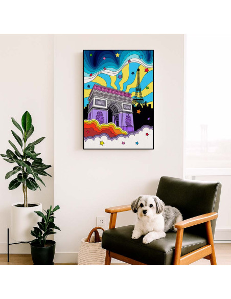 Cuadro Arco del Triunfo Psicodelico en canvas Lienzografia OSGESTUDIO