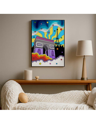 Cuadro Arco del Triunfo Psicodelico en canvas Lienzografia OSGESTUDIO