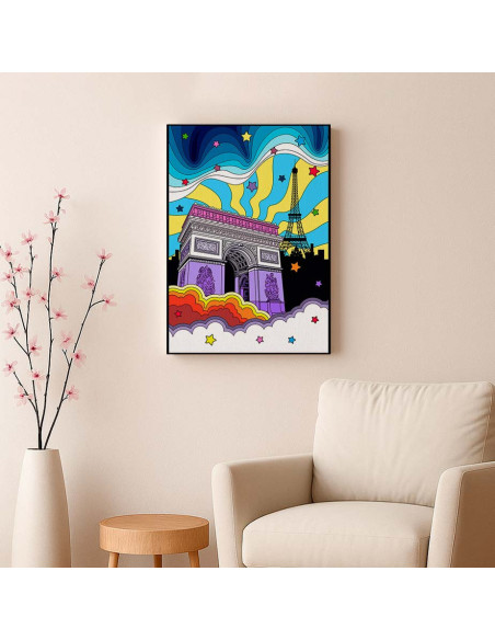 Cuadro Arco del Triunfo Psicodelico en canvas Lienzografia OSGESTUDIO