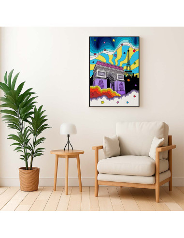 Cuadro Arco del Triunfo Psicodelico en canvas Lienzografia OSGESTUDIO