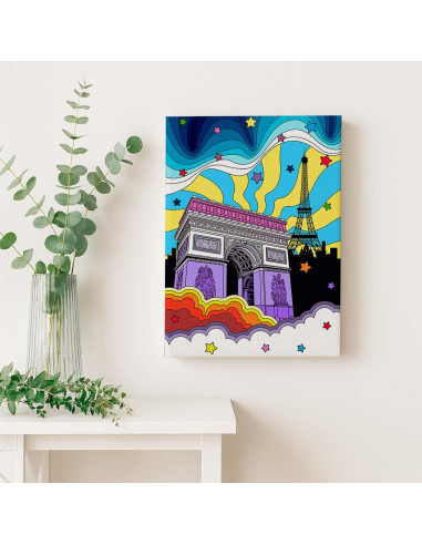 Cuadro Arco del Triunfo Psicodelico en canvas Lienzografia OSGESTUDIO