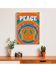 Cuadro Audifonos Peace and Love en canvas Lienzografia OSGESTUDIO