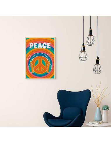 Cuadro Audifonos Peace and Love en canvas Lienzografia OSGESTUDIO
