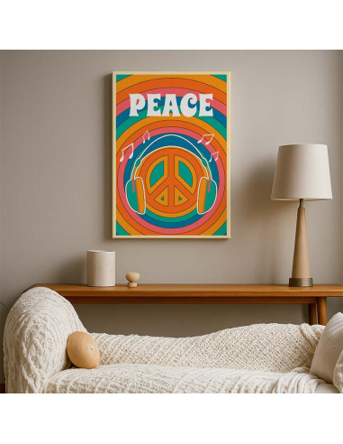 Cuadro Audifonos Peace and Love en canvas Lienzografia OSGESTUDIO