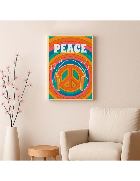 Cuadro Audifonos Peace and Love en canvas Lienzografia OSGESTUDIO