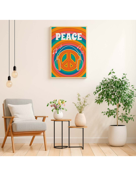Cuadro Audifonos Peace and Love en canvas Lienzografia OSGESTUDIO