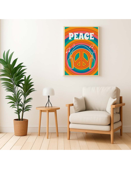 Cuadro Audifonos Peace and Love en canvas Lienzografia OSGESTUDIO