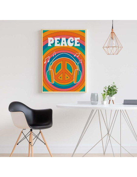 Cuadro Audifonos Peace and Love en canvas Lienzografia OSGESTUDIO