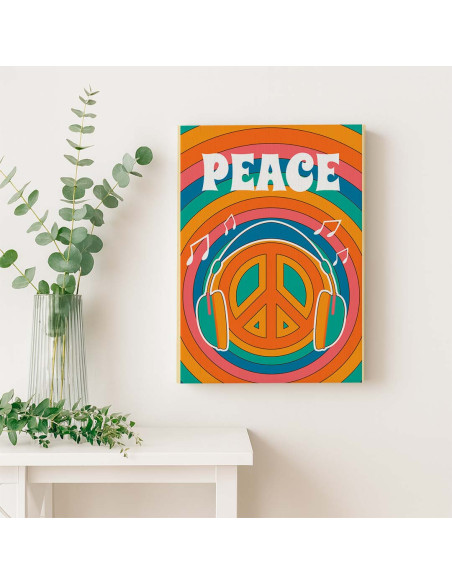 Cuadro Audifonos Peace and Love en canvas Lienzografia OSGESTUDIO