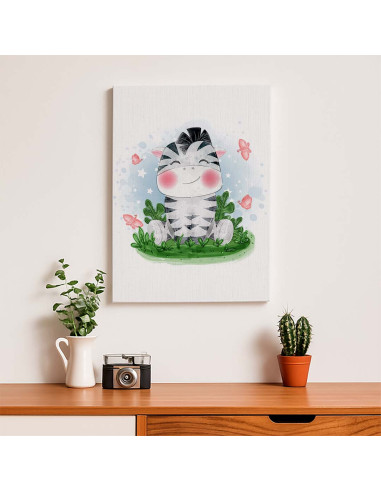 Cuadro Cebrita Infantil Tierna en canvas Lienzografia OSGESTUDIO