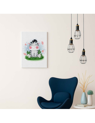Cuadro Cebrita Infantil Tierna en canvas Lienzografia OSGESTUDIO