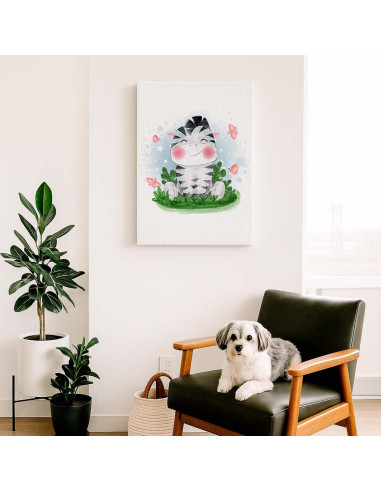 Cuadro Cebrita Infantil Tierna en canvas Lienzografia OSGESTUDIO