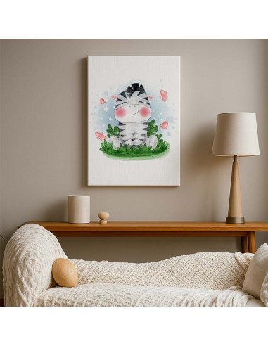 Cuadro Cebrita Infantil Tierna en canvas Lienzografia OSGESTUDIO