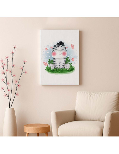 Cuadro Cebrita Infantil Tierna en canvas Lienzografia OSGESTUDIO