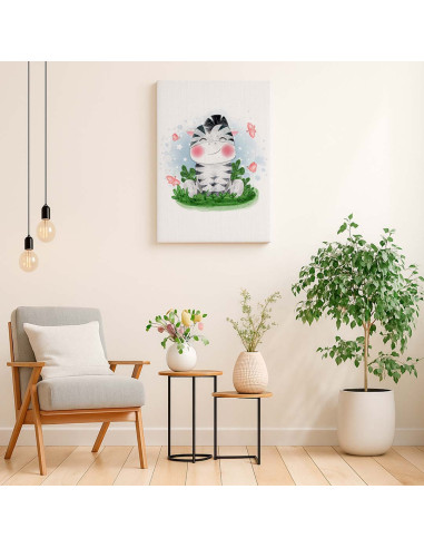 Cuadro Cebrita Infantil Tierna en canvas Lienzografia OSGESTUDIO