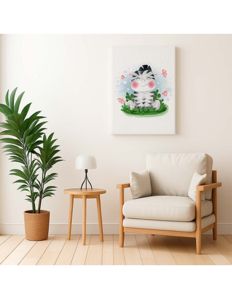 Cuadro Cebrita Infantil Tierna en canvas Lienzografia OSGESTUDIO